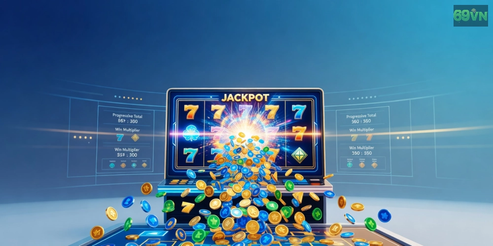 Hình ảnh minh họa khái niệm nổ hũ uy tín tại 69vn với jackpot hấp dẫn và giao diện hiện đại