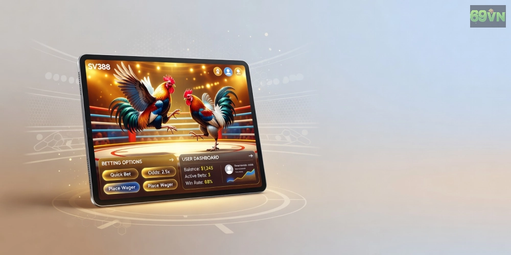 Hình ảnh minh họa xem đá gà trực tiếp trên SV388 với giao diện hiện đại